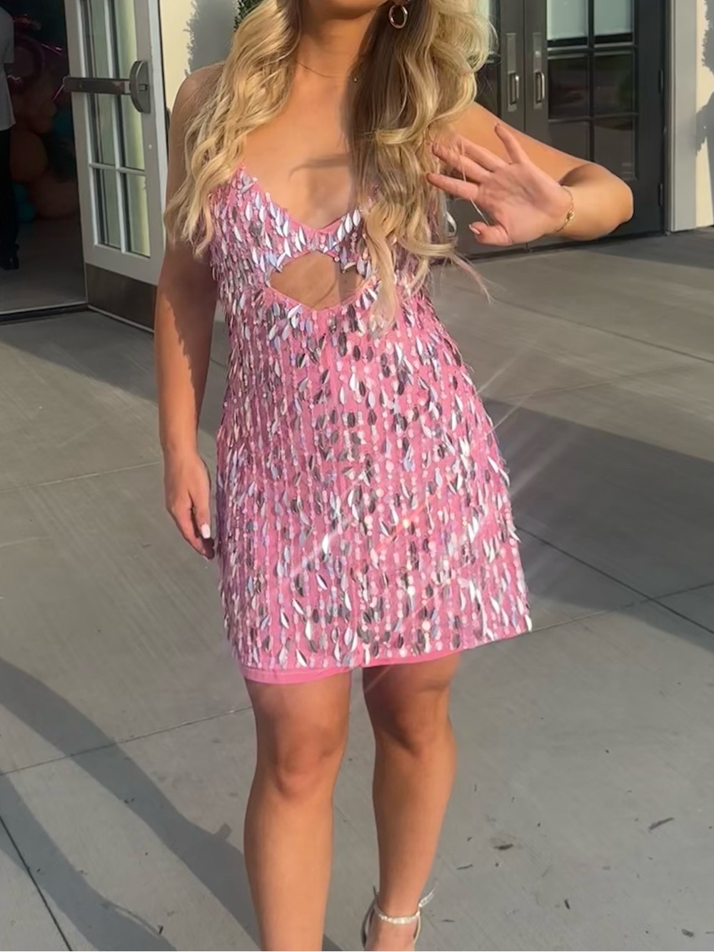 Retrofete Anistyn Pink Sequin Keyhole Mini Dress - worn once - Picture 2 of 3